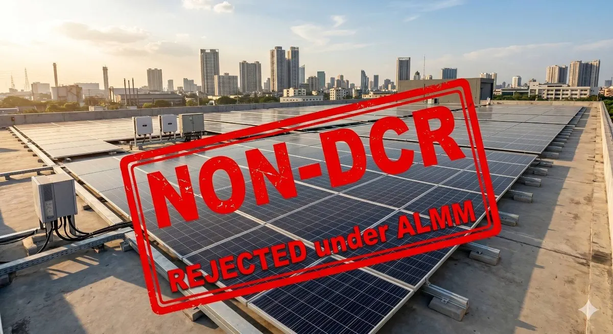 Rooftop solar panels with a non-DCR rejected stamp
